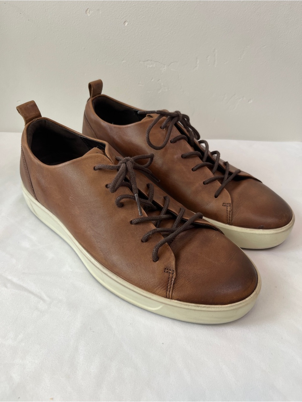 ECCO Soft 7 Cognac Brown Leather Lace Up Sneakers Mens US 9 EU 43 UK 9.5 440604